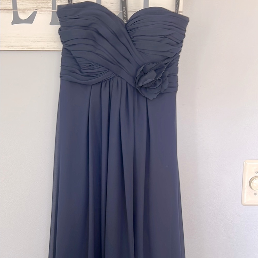 Elegant Strapless Navy Dress